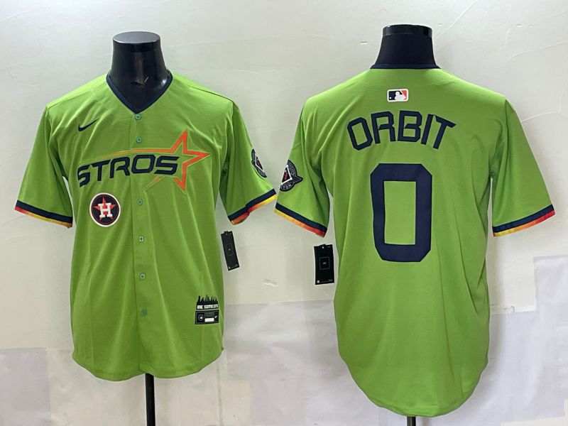Men 2025 Houston Astros 0 Orbit Green Three generations Joint Name Nike MLB Jersey style 11